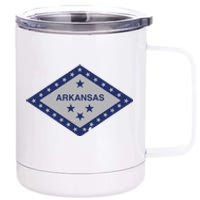 Distressed Diamond And Stars Arkansas State Flag 12 oz Stainless Steel Tumbler Cup