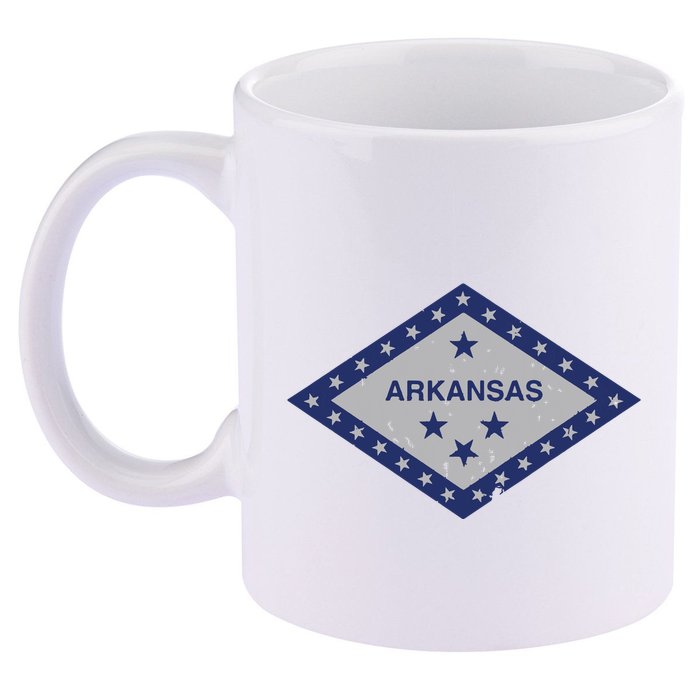 Distressed Diamond And Stars Arkansas State Flag 11oz C Handle Ceramic Mug