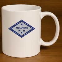 Distressed Diamond And Stars Arkansas State Flag 11oz C Handle Ceramic Mug
