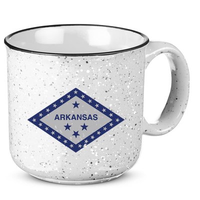Distressed Diamond And Stars Arkansas State Flag 15oz Campfire Ceramic Mug