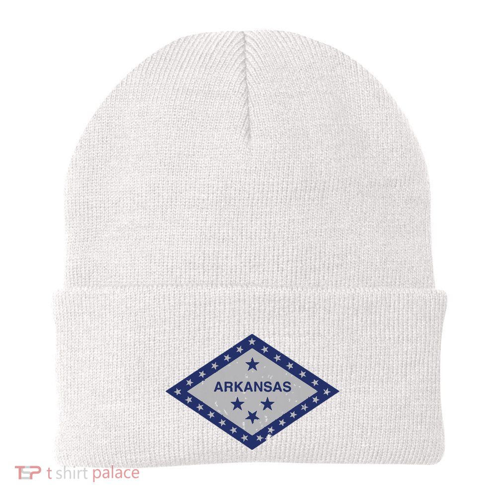 Distressed Diamond And Stars Arkansas State Flag Beanie