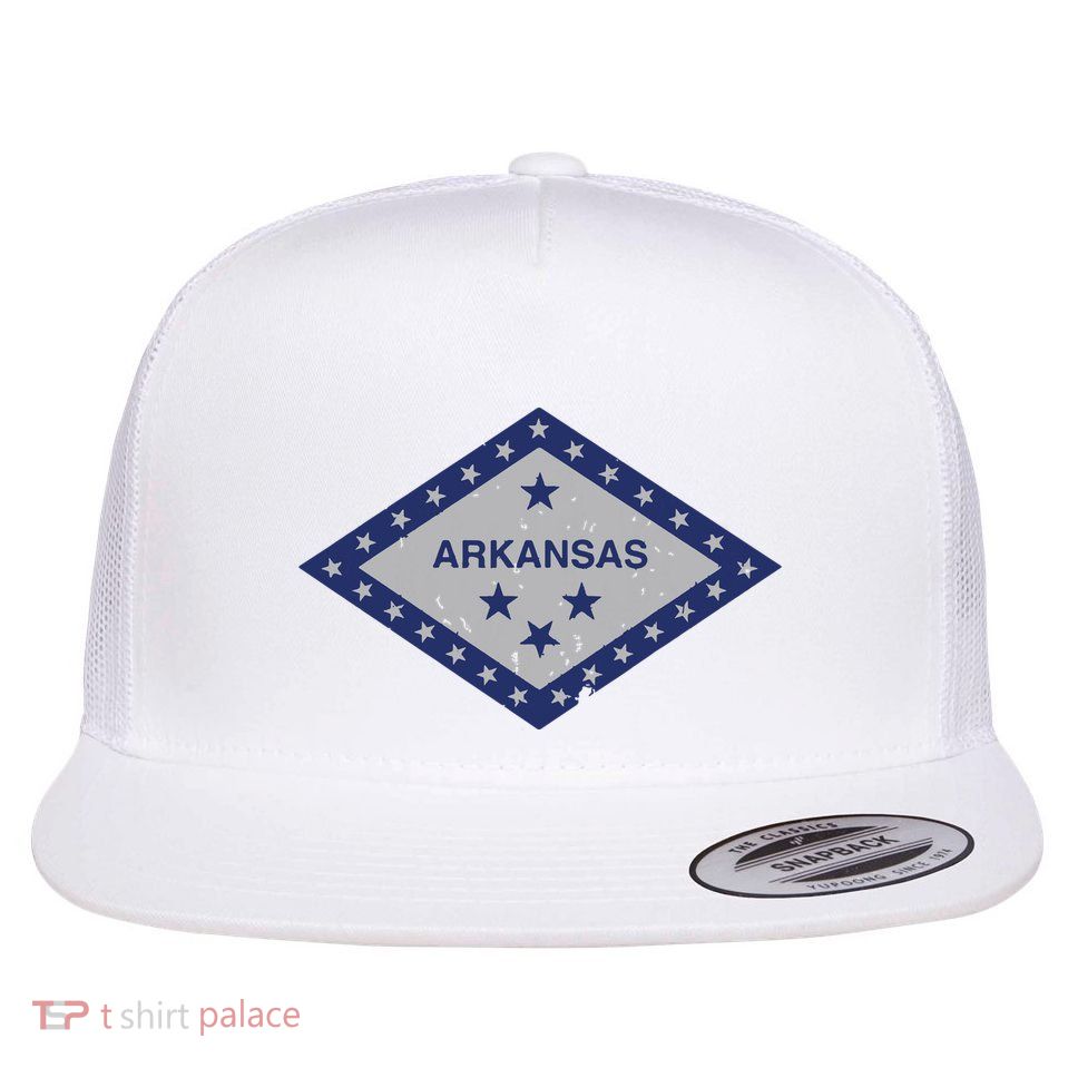 Distressed Diamond And Stars Arkansas State Flag Flatbill Hat
