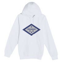 Distressed Diamond And Stars Arkansas State Flag Premium Pullover Hoodie