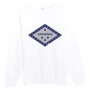 Distressed Diamond And Stars Arkansas State Flag Premium Crewneck Sweatshirt