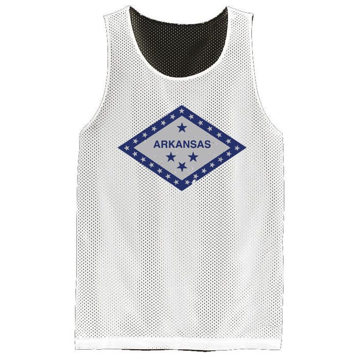 Distressed Diamond And Stars Arkansas State Flag Mesh Reversible Basketball Jersey Tank