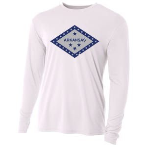 Distressed Diamond And Stars Arkansas State Flag Cooling Performance Long Sleeve Crew