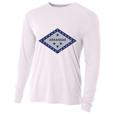 Distressed Diamond And Stars Arkansas State Flag Cooling Performance Long Sleeve Crew