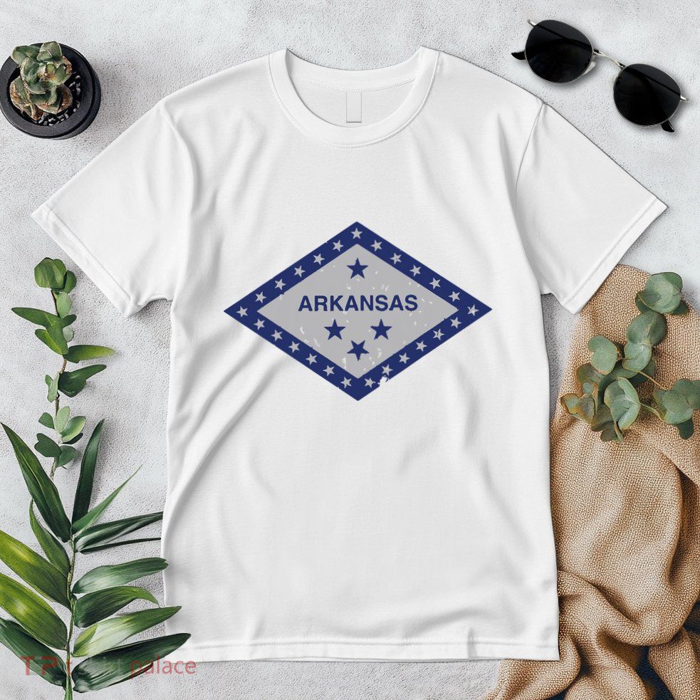 Distressed Diamond And Stars Arkansas State Flag Premium T-Shirt