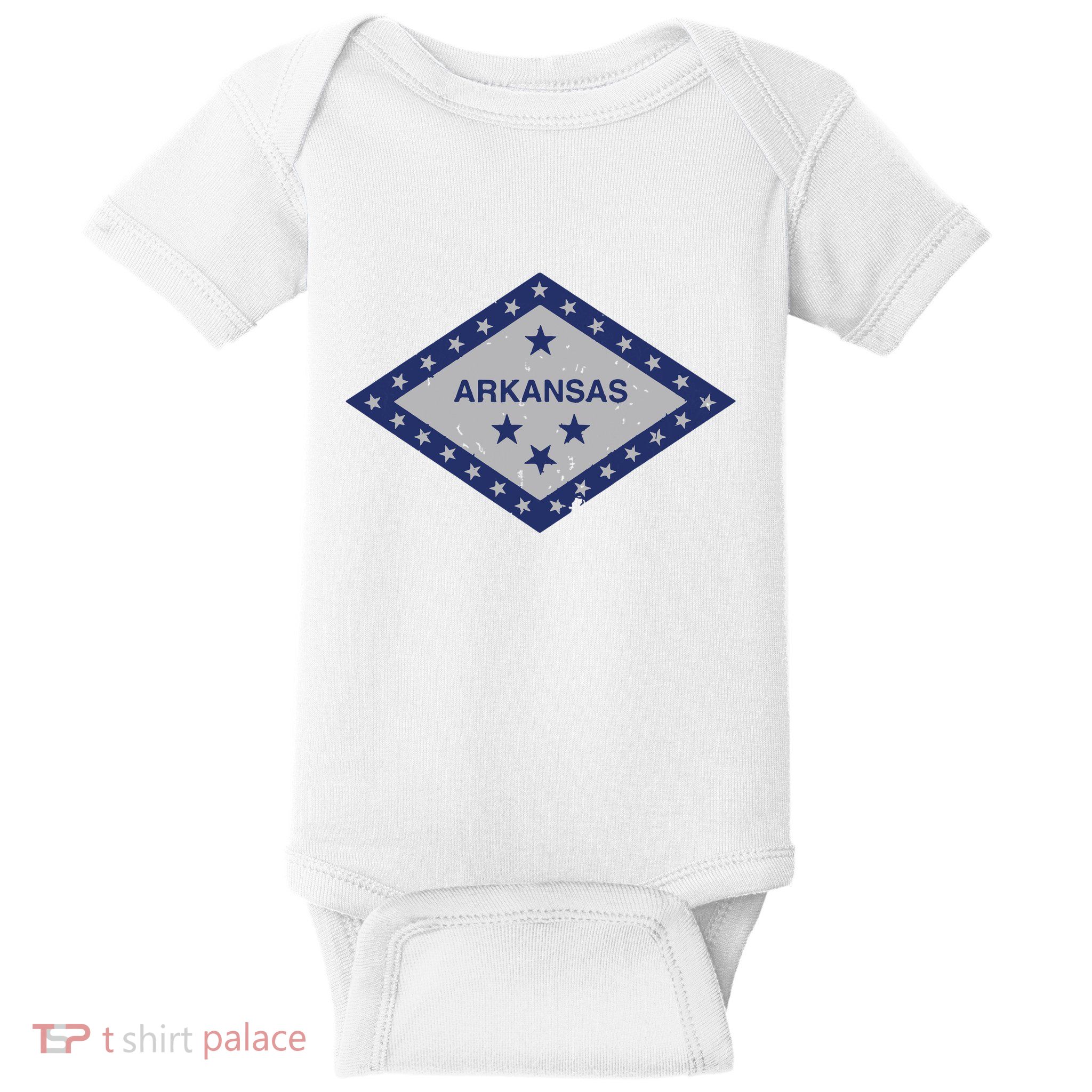 Distressed Diamond And Stars Arkansas State Flag Baby Bodysuit