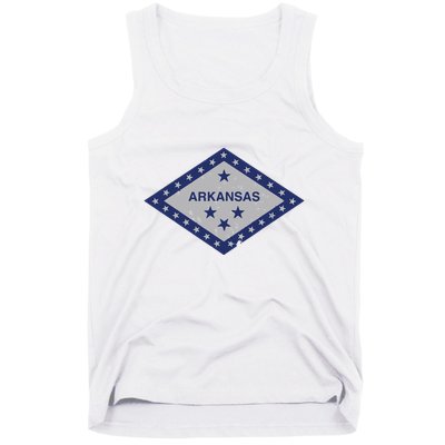 Distressed Diamond And Stars Arkansas State Flag Tank Top