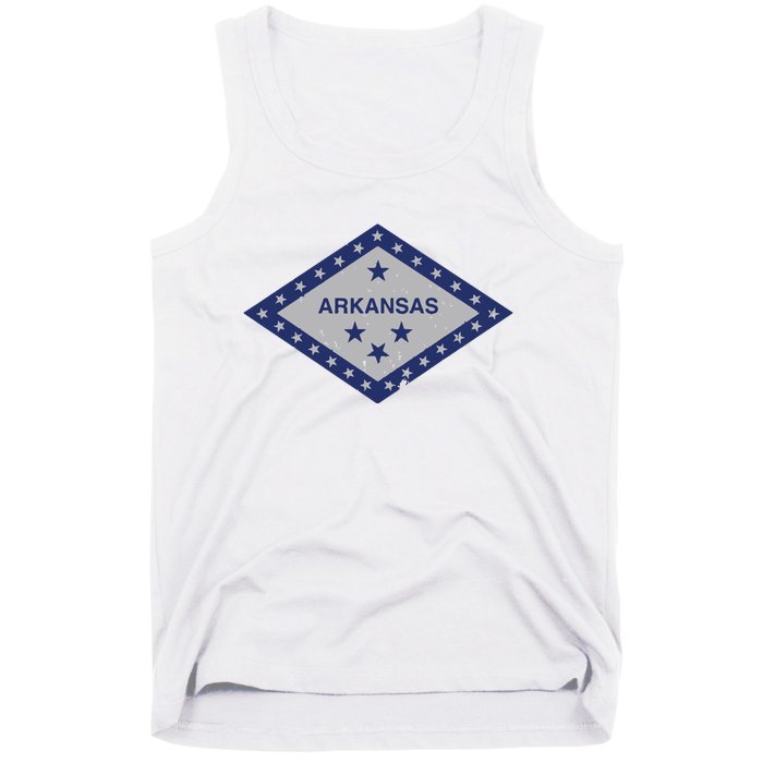 Distressed Diamond And Stars Arkansas State Flag Tank Top