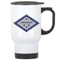 Distressed Diamond And Stars Arkansas State Flag Stainless Steel Travel Mug