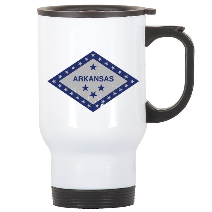 Distressed Diamond And Stars Arkansas State Flag Stainless Steel Travel Mug