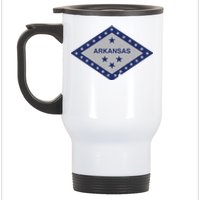 Distressed Diamond And Stars Arkansas State Flag Stainless Steel Travel Mug