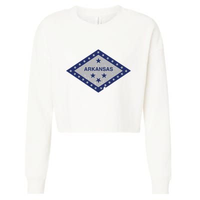 Distressed Diamond And Stars Arkansas State Flag Cropped Pullover Crew