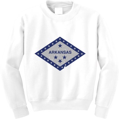 Distressed Diamond And Stars Arkansas State Flag Kids Sweatshirt