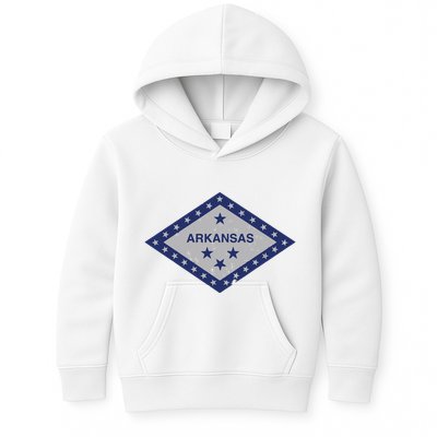 Distressed Diamond And Stars Arkansas State Flag Kids Hoodie