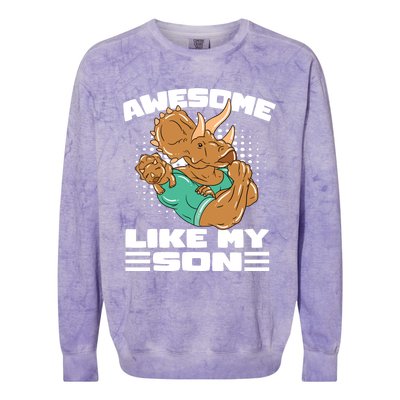 Dino Dad Awesome Like My Son Fathers Day Gift Colorblast Crewneck Sweatshirt