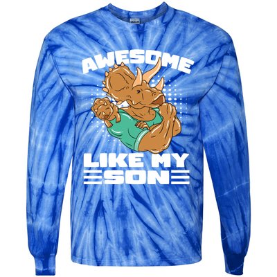 Dino Dad Awesome Like My Son Fathers Day Gift Tie-Dye Long Sleeve Shirt