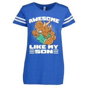 Dino Dad Awesome Like My Son Fathers Day Gift Enza Ladies Jersey Football T-Shirt