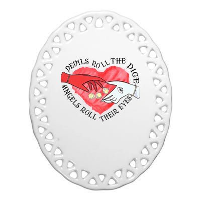 Devils Dice Angels Eyes Valentine's Day Costume Ceramic Oval Ornament