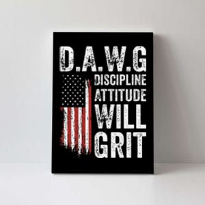 D.A.W.G Discipline Attitude Will Grit Gym Motivation Workout Canvas