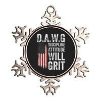 D.A.W.G Discipline Attitude Will Grit Gym Motivation Workout Metallic Star Ornament