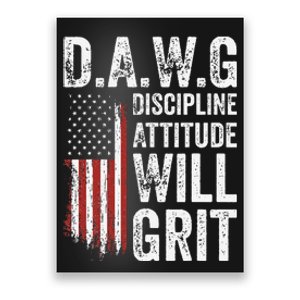 D.A.W.G Discipline Attitude Will Grit Gym Motivation Workout Poster