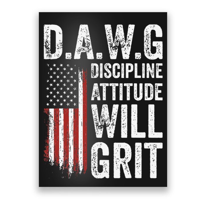 D.A.W.G Discipline Attitude Will Grit Gym Motivation Workout Poster