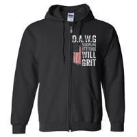 D.A.W.G Discipline Attitude Will Grit Gym Motivation Workout Full Zip Hoodie