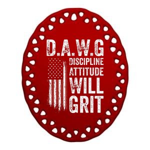 D.A.W.G Discipline Attitude Will Grit Gym Motivation Workout Ceramic Oval Ornament