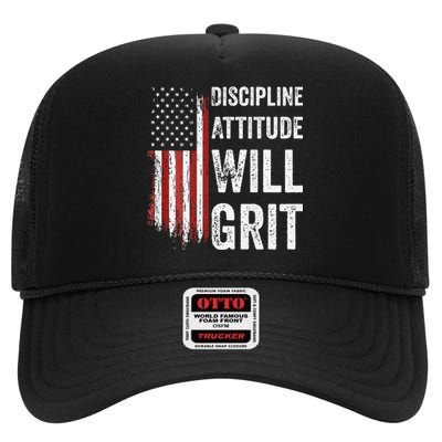 D.A.W.G Discipline Attitude Will Grit Gym Motivation Workout High Crown Mesh Back Trucker Hat