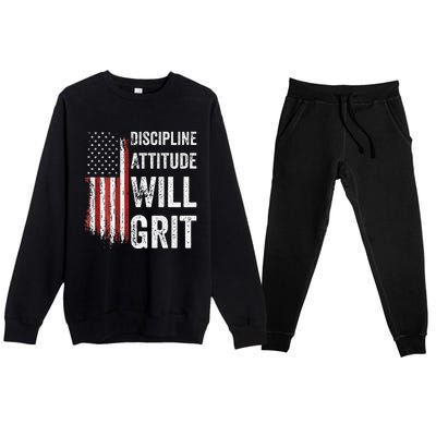 D.A.W.G Discipline Attitude Will Grit Gym Motivation Workout Premium Crewneck Sweatsuit Set