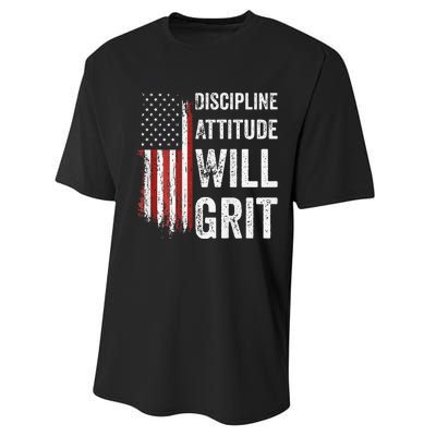 D.A.W.G Discipline Attitude Will Grit Gym Motivation Workout Performance Sprint T-Shirt