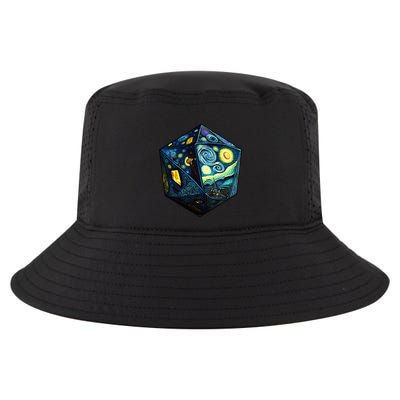 D20 Dice Art Van Gogh Starry Night Cool Realistic D20 Dice Cool Comfort Performance Bucket Hat