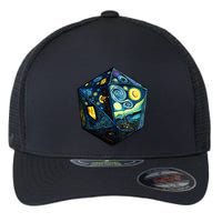 D20 Dice Art Van Gogh Starry Night Cool Realistic D20 Dice Flexfit Unipanel Trucker Cap