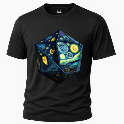 D20 Dice Art Van Gogh Starry Night Cool Realistic D20 Dice Performance Shirt