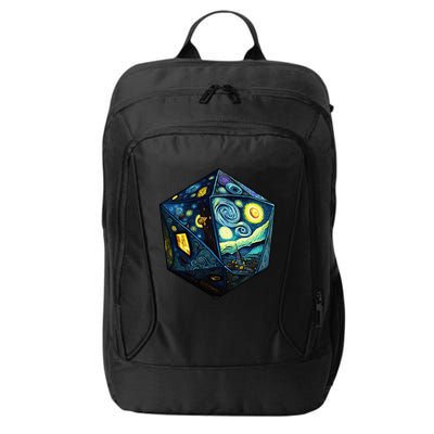 D20 Dice Art Van Gogh Starry Night Cool Realistic D20 Dice City Backpack