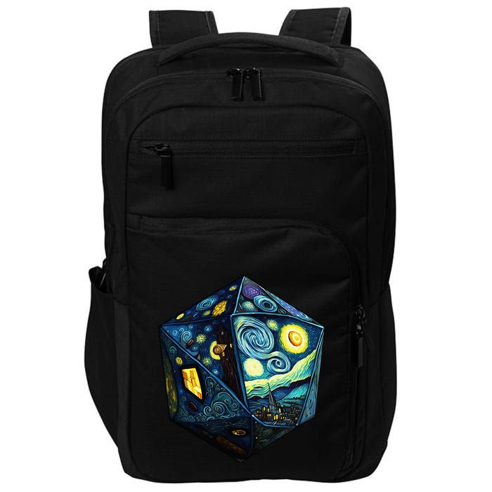 D20 Dice Art Van Gogh Starry Night Cool Realistic D20 Dice Impact Tech Backpack