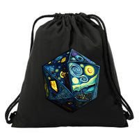 D20 Dice Art Van Gogh Starry Night Cool Realistic D20 Dice Drawstring Bag