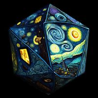 D20 Dice Art Van Gogh Starry Night Cool Realistic D20 Dice Drawstring Bag