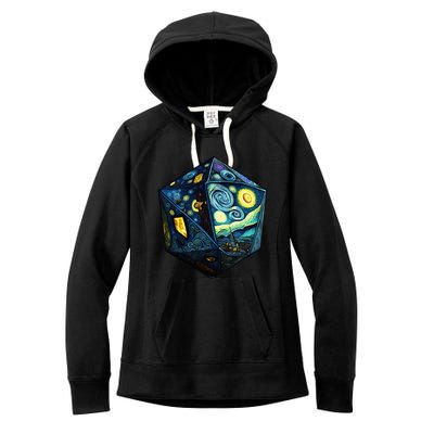 D20 Dice Art Van Gogh Starry Night Cool Realistic D20 Dice Women's Fleece Hoodie