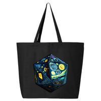 D20 Dice Art Van Gogh Starry Night Cool Realistic D20 Dice 25L Jumbo Tote
