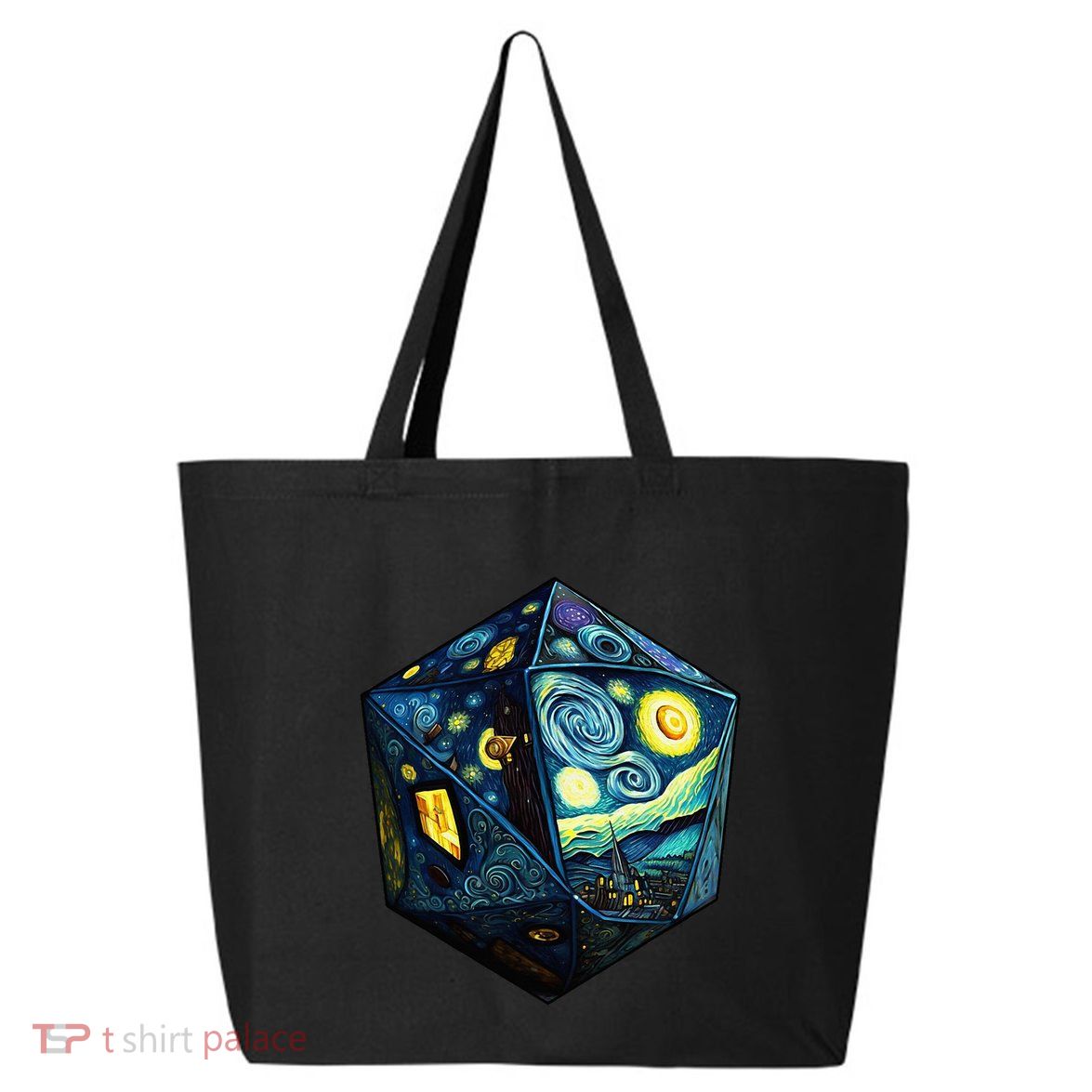 D20 Dice Art Van Gogh Starry Night Cool Realistic D20 Dice 25L Jumbo Tote