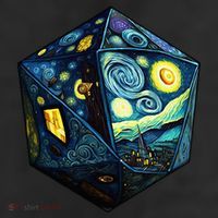 D20 Dice Art Van Gogh Starry Night Cool Realistic D20 Dice 25L Jumbo Tote