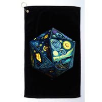 D20 Dice Art Van Gogh Starry Night Cool Realistic D20 Dice Golf Towel