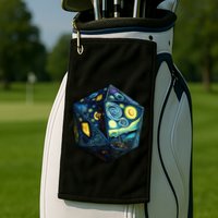 D20 Dice Art Van Gogh Starry Night Cool Realistic D20 Dice Golf Towel