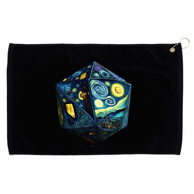 D20 Dice Art Van Gogh Starry Night Cool Realistic D20 Dice Grommeted Golf Towel