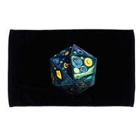 D20 Dice Art Van Gogh Starry Night Cool Realistic D20 Dice Microfiber Hand Towel