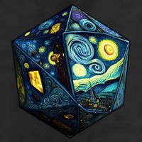 D20 Dice Art Van Gogh Starry Night Cool Realistic D20 Dice Microfiber Hand Towel